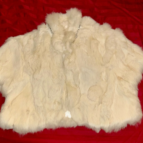 NWT…Vintage Guess Rabbit Fur evening jacket , white /size:M - Picture 10 of 11